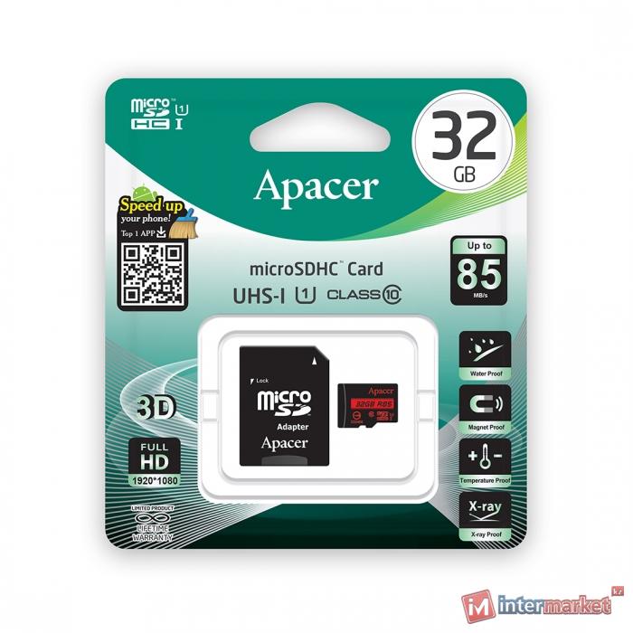 Карта памяти Apacer AP32GMCSH10U5-R 32GB + адаптер
